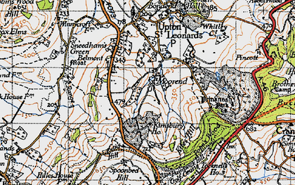Old map of Painswick Beacon in 1946