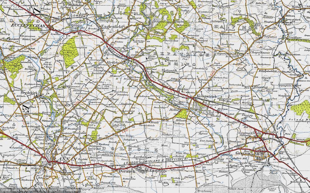 Old Map of Historic Map covering Broats in 1947