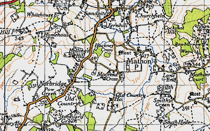 Old map of Moorend Cross in 1947