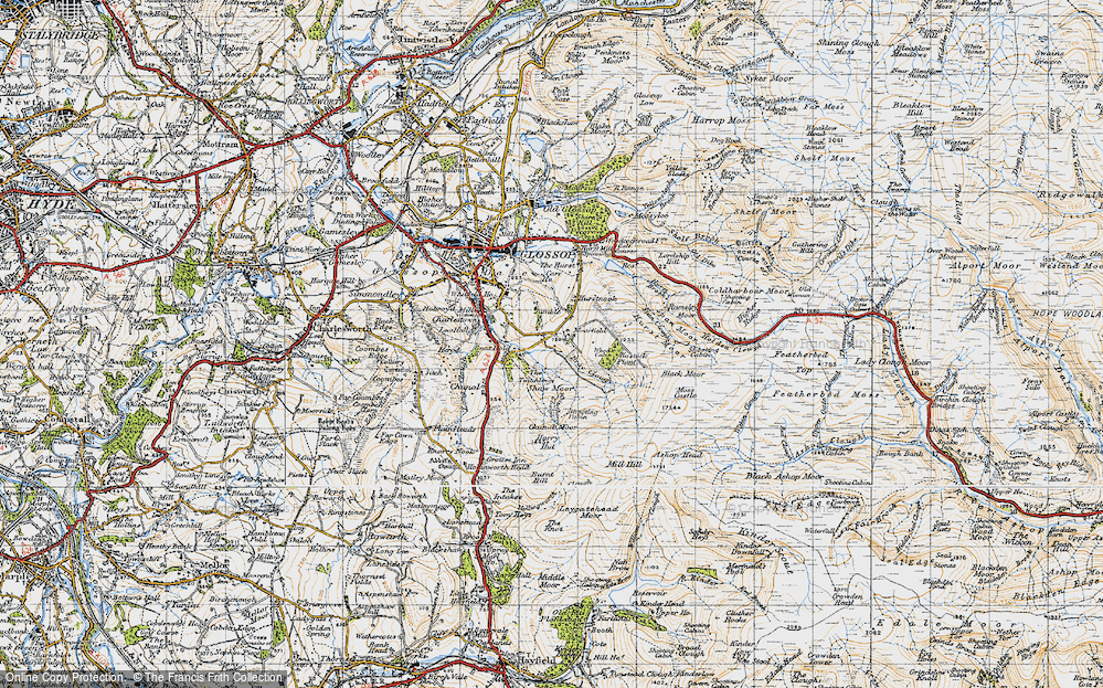 Old Map of Historic Map covering Within Clough in 1947