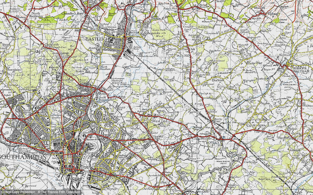 Old Map of Moorgreen, 1945 in 1945