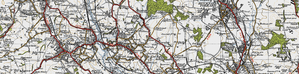 Old map of Moorgreen in 1946