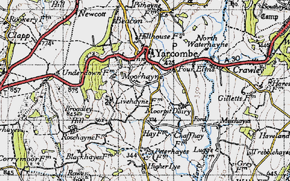 Old map of Moorhayne in 1946