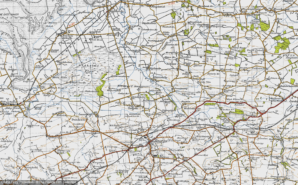 Old Map of Historic Map covering Moorhouse Hall in 1947