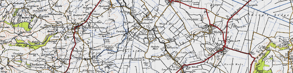 Old map of Moorland in 1945