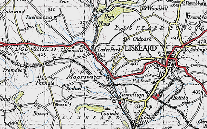 Old map of Moorswater in 1946