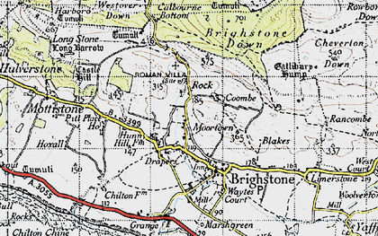 Old map of Brighstone Down in 1945