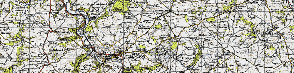 Old map of Moortown in 1946