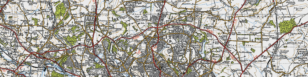 Old map of Moortown in 1947