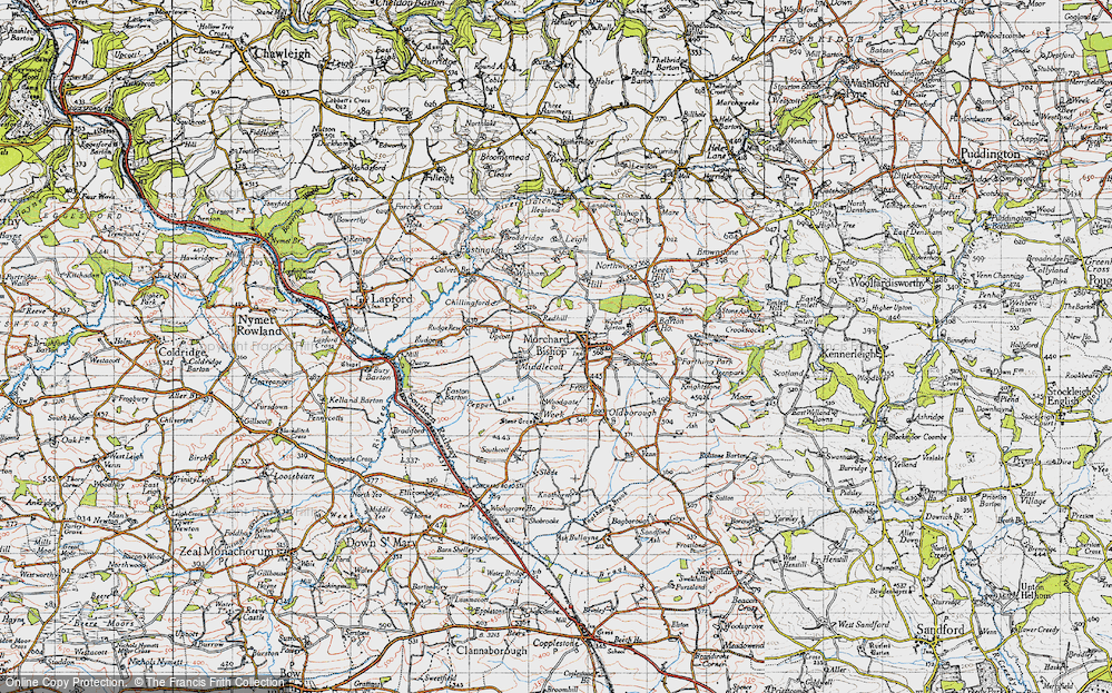 Old Map of Morchard Bishop, 1946 in 1946