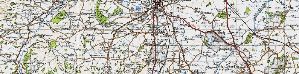 Old map of Morda in 1947
