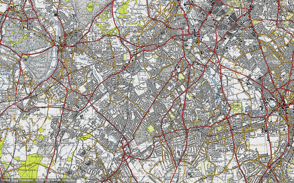 Old Map of Morden Park, 1945 in 1945
