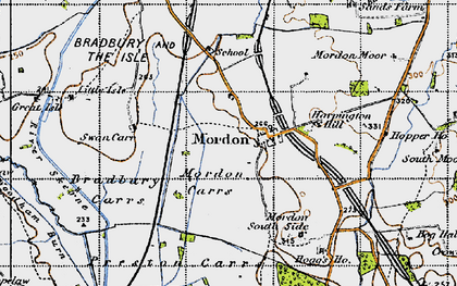 Old map of Bradbury Carrs in 1947