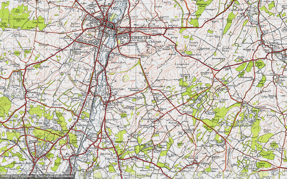 Old Map of Morestead, 1945 in 1945