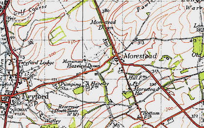 Old map of Morestead in 1945