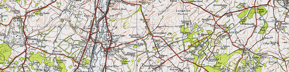 Old map of Morestead in 1945