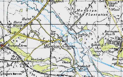 Old map of Broomhill Br in 1945
