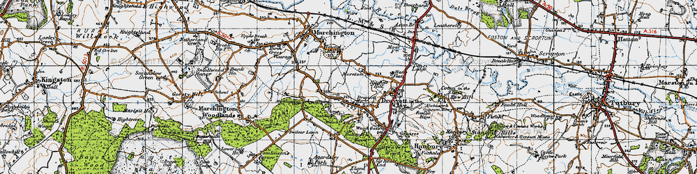 Old map of Marchington Cliff in 1946