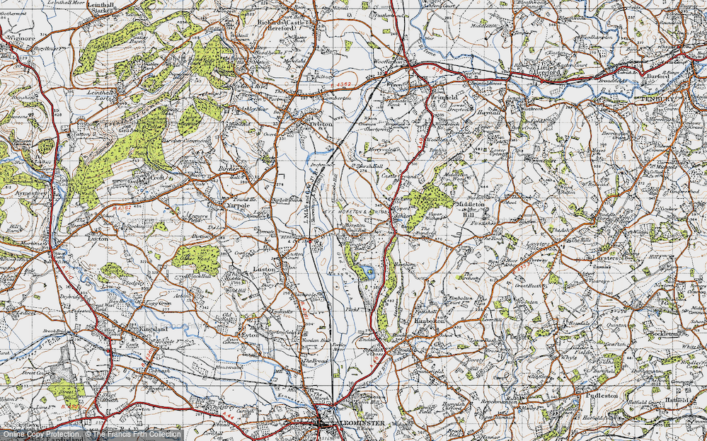 Old Map of Historic Map covering King's Hall Hill in 1947