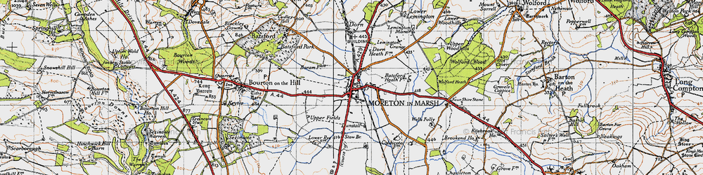Old map of Moreton-in-Marsh in 1946