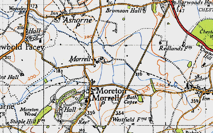 Old map of Moreton Morrell in 1946