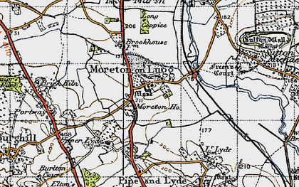 Old map of Moreton on Lugg in 1947