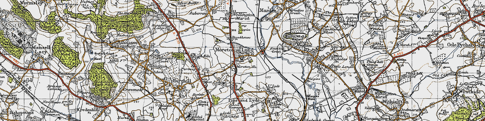 Old map of Moreton on Lugg in 1947