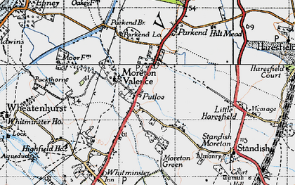 Old map of Moreton Valence in 1946