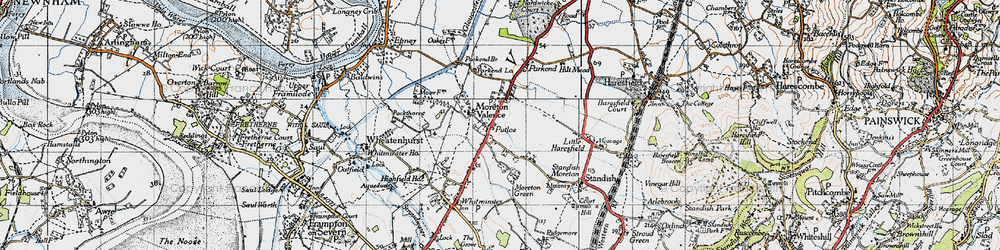 Old map of Moreton Valence in 1946