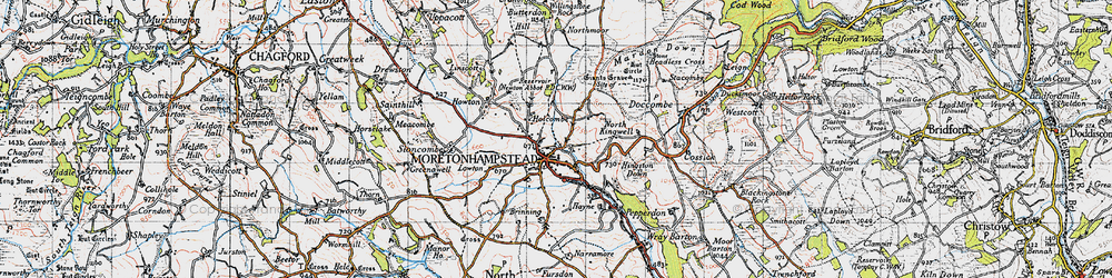 Old map of Moretonhampstead in 1946