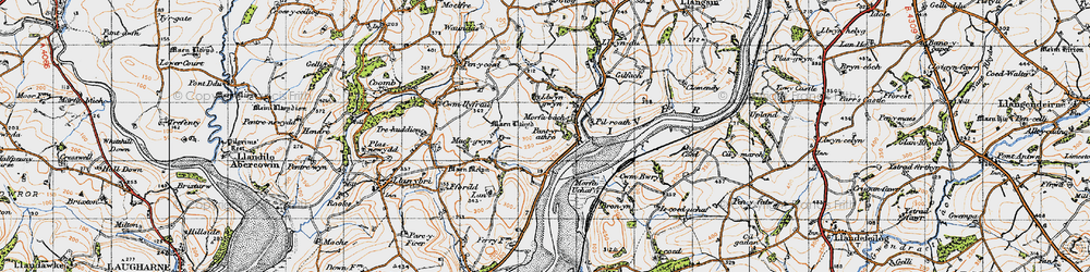 Old map of Morfa Bach in 1946