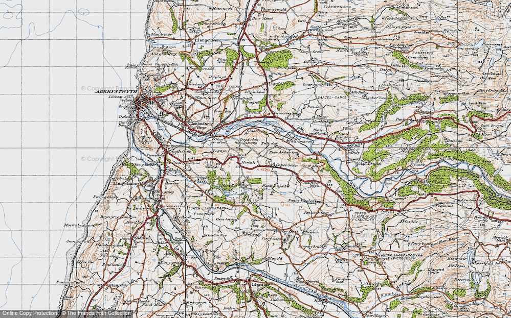 Old Map of Historic Map covering Troedrhiwlasgrug in 1947