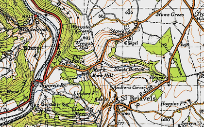 Old map of Andrews Corner in 1946