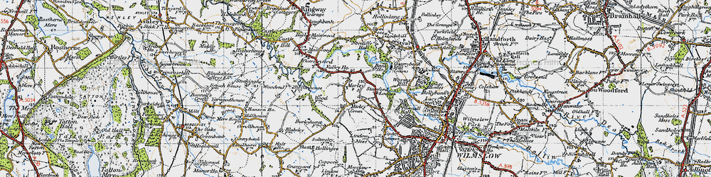 Old map of Lindow Moss in 1947