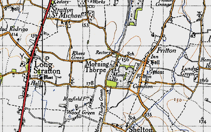 Old map of Morningthorpe in 1946
