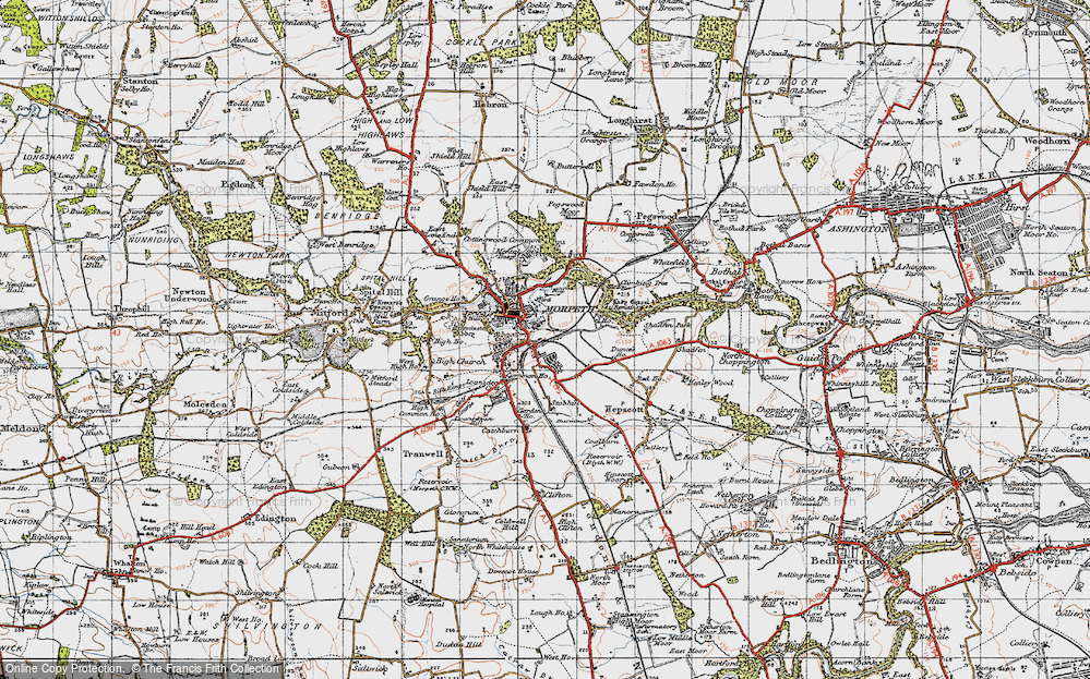 Old Map of Morpeth, 1947 in 1947