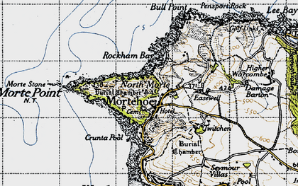 Old map of Barricane Beach in 1946