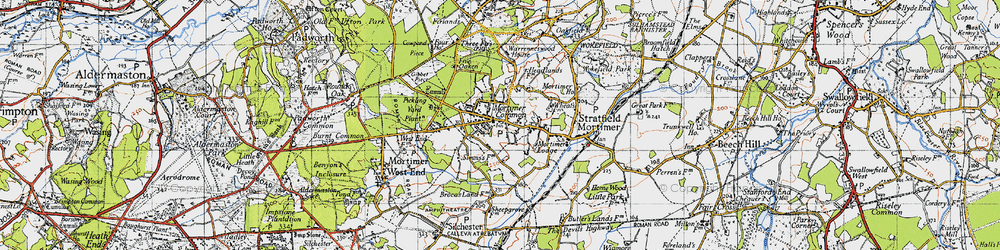 Old map of Mortimer in 1945