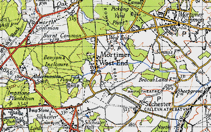 Old map of Mortimer West End in 1945