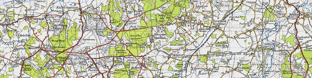 Old map of Mortimer West End in 1945