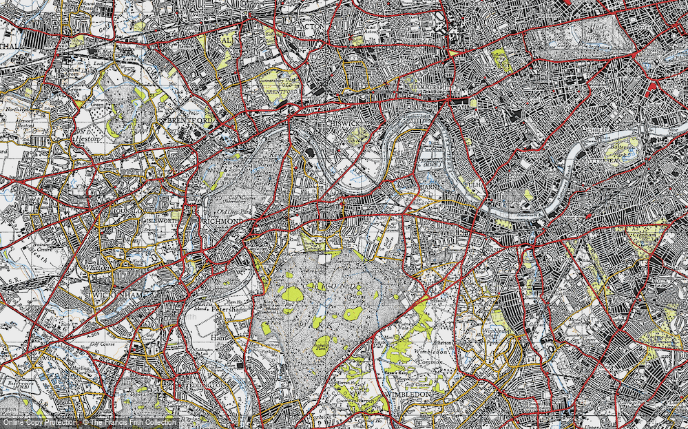 Old Map of Mortlake, 1945 in 1945