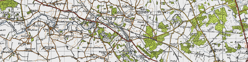 Old map of Morton in 1945