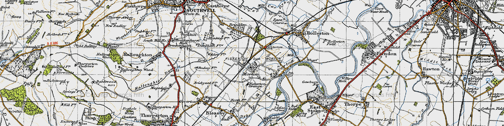 Old map of Fiskerton Grange in 1946