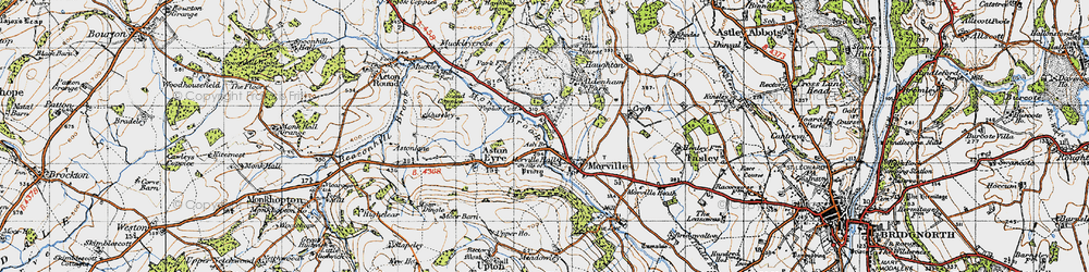 Old map of Ash Bridge in 1947