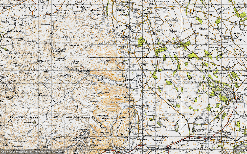 Old Map of Historic Map covering Bowscale Tarn in 1947