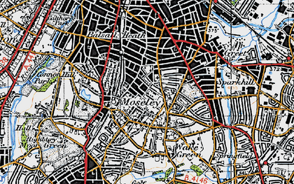 Old map of Moseley in 1947