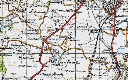 Old map of Moss Houses in 1947