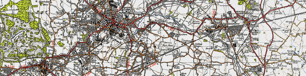 Old map of Moss Nook in 1947