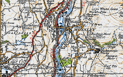 Old map of Mossley in 1947