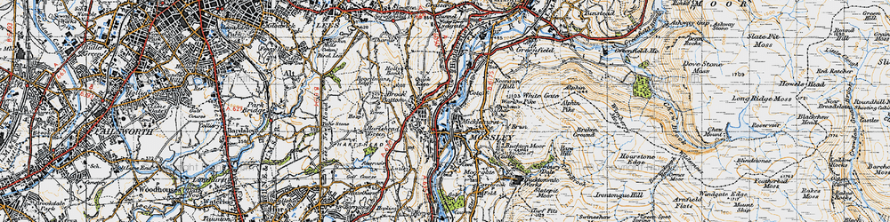 Old map of Mossley Brow in 1947
